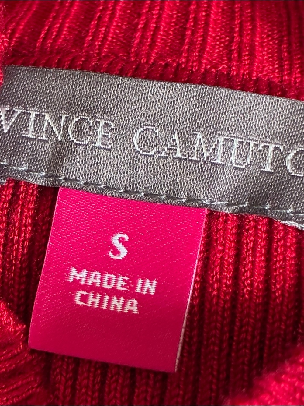 Vince Camuto Red Ribbed Knit Mock Neck Tulle Ruffle Sleeve Sweater NWT Size : S - Picture 8 of 11